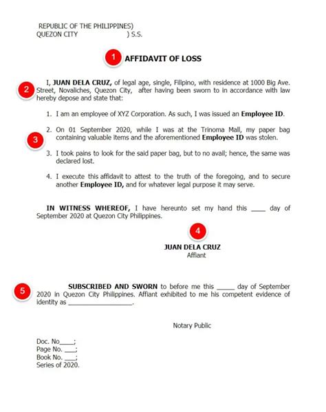 Affidavit of Loss Sample Philippines (Free Download) .